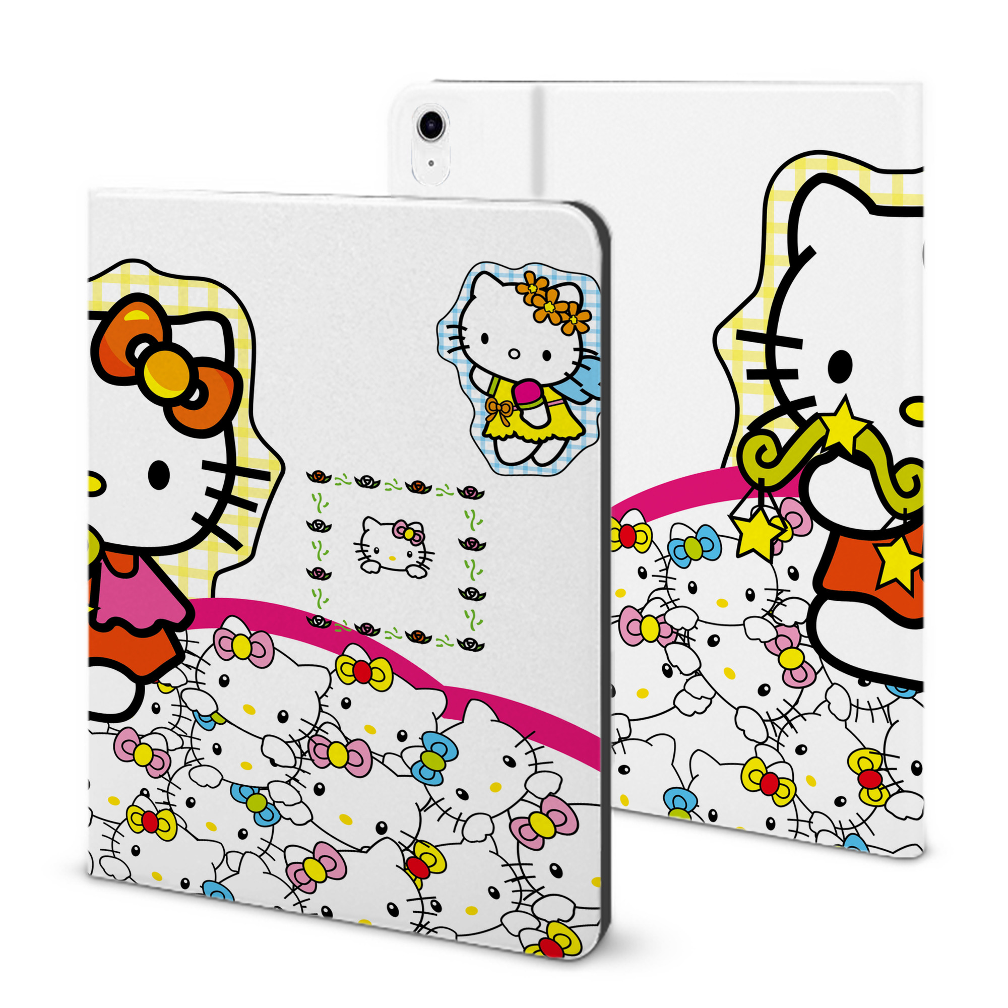 （画像用） Hello Kitty ハローキティ IPad ケース ブック型 PUレザー TPU 耐衝撃 軽量 薄型 ペン収納なし 全面保護 IPad 各モデル対応